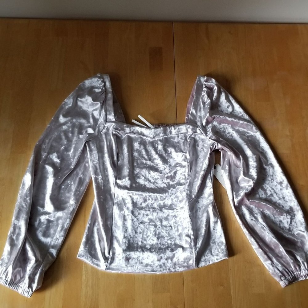 Anthropologie Jessima Square Neck Crushed Velvet Top - Picture 11 of 16